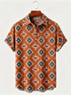 Alohadaddy® Men's Short-Sleeve Button-Down Shirt with Pocket Geometric Print