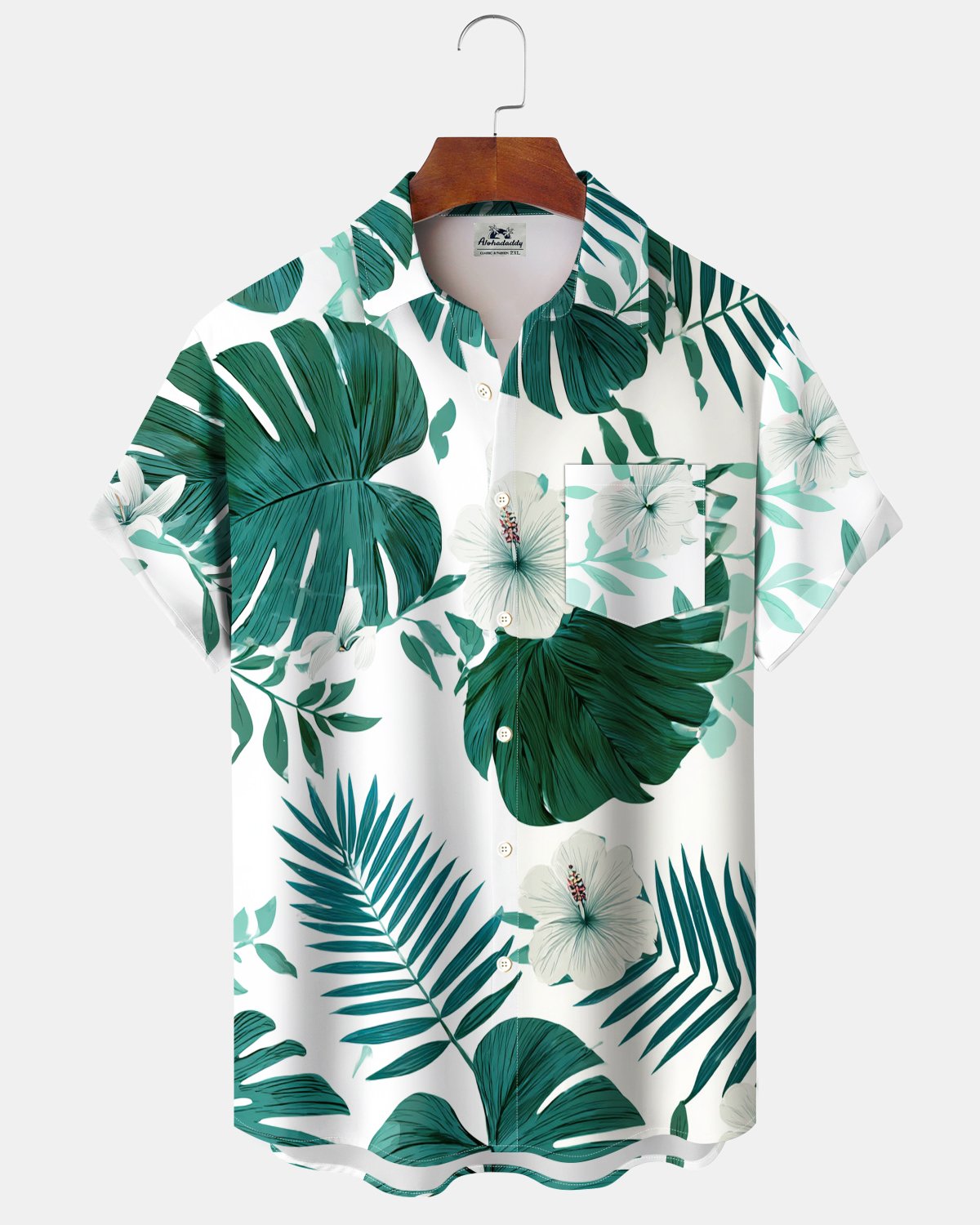 Alohadaddy® Men's Short-Sleeve Button-Down Shirt with Pocket Floral Print