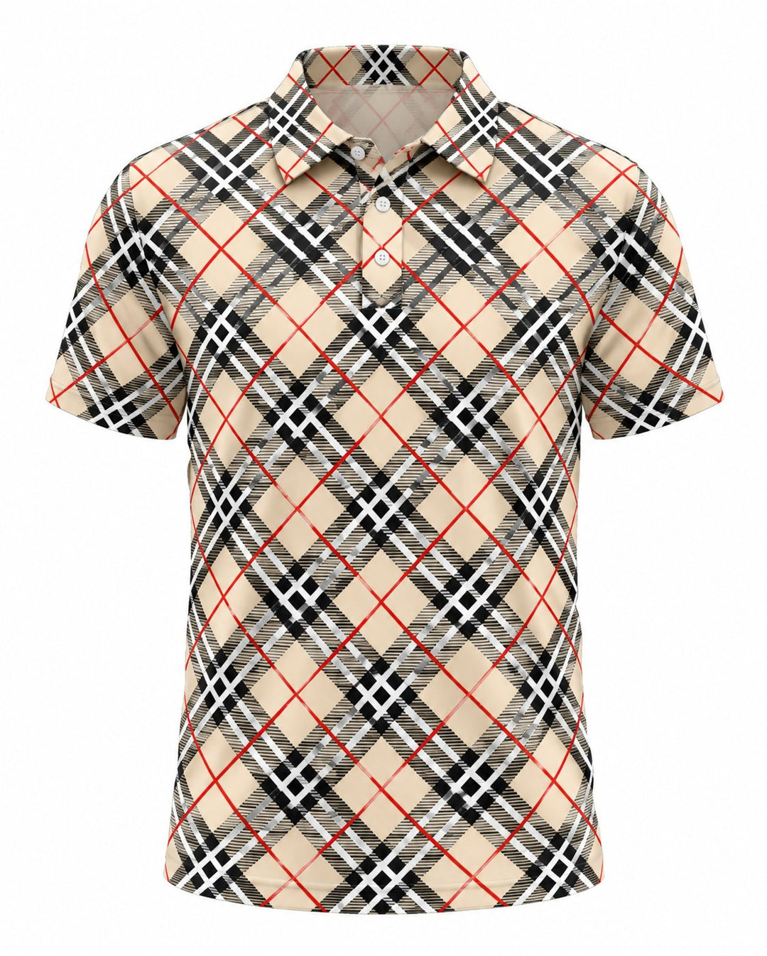 Men’s Basic Casual Checkered pattern Retro Print Button Down Polo Short-Sleeve Big &amp; Tall