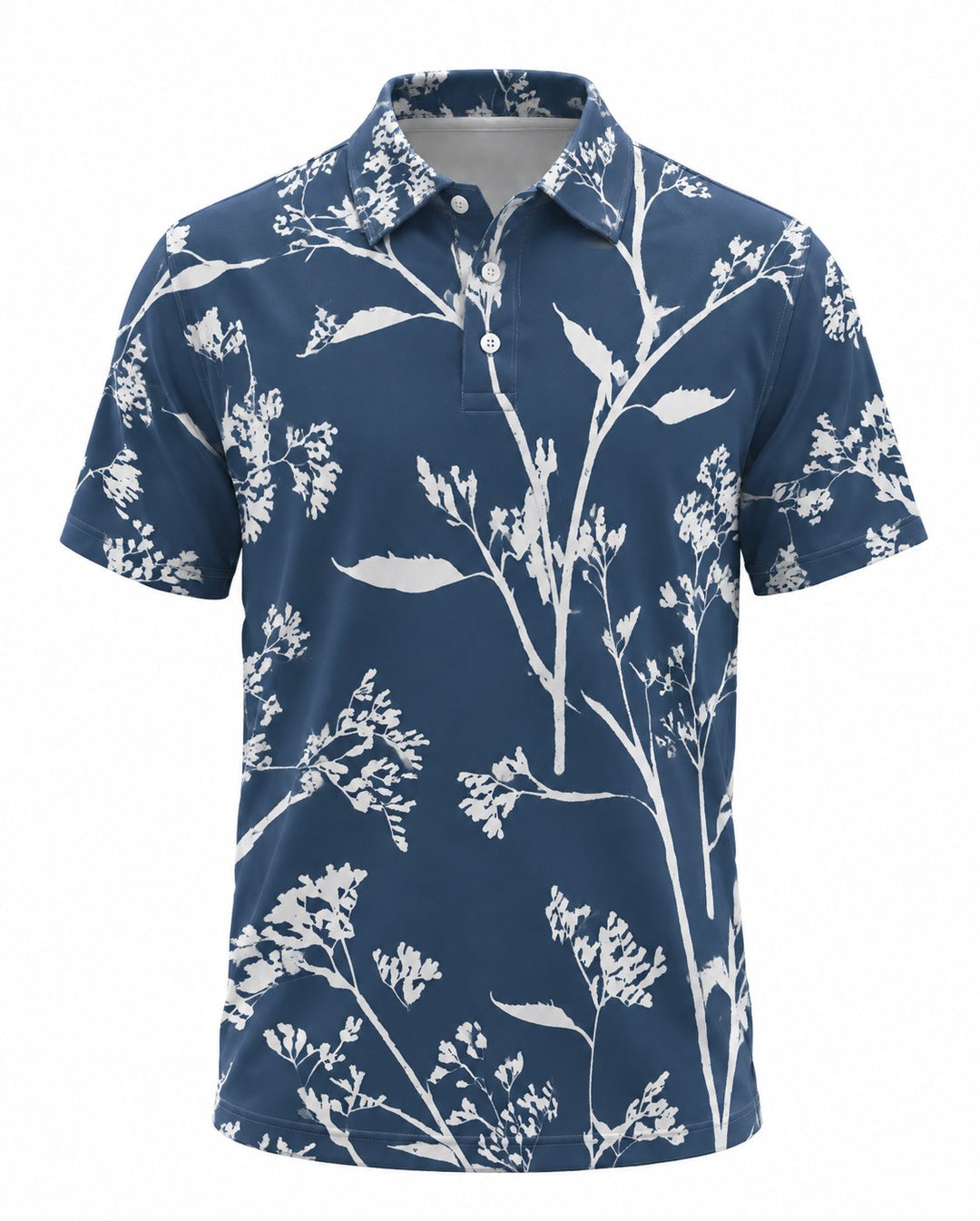 Men’s Basic Casual Flowering and plants Retro Print Button Down Polo Short-Sleeve Big &amp; Tall