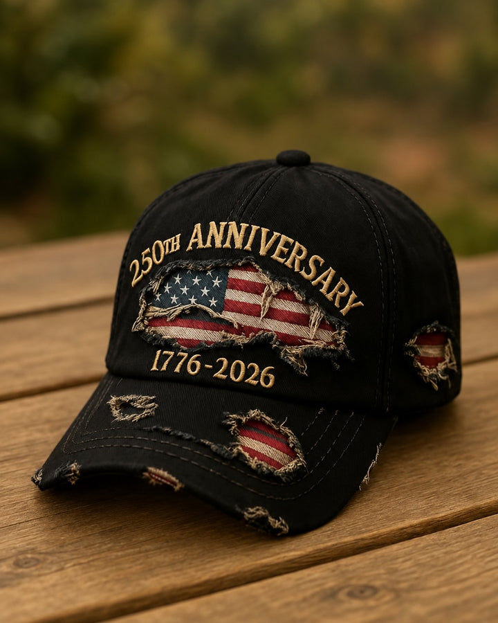 Alohadaddy® Vintage Outdoor 250th Anniversary Flag Embroidered Baseball Cap