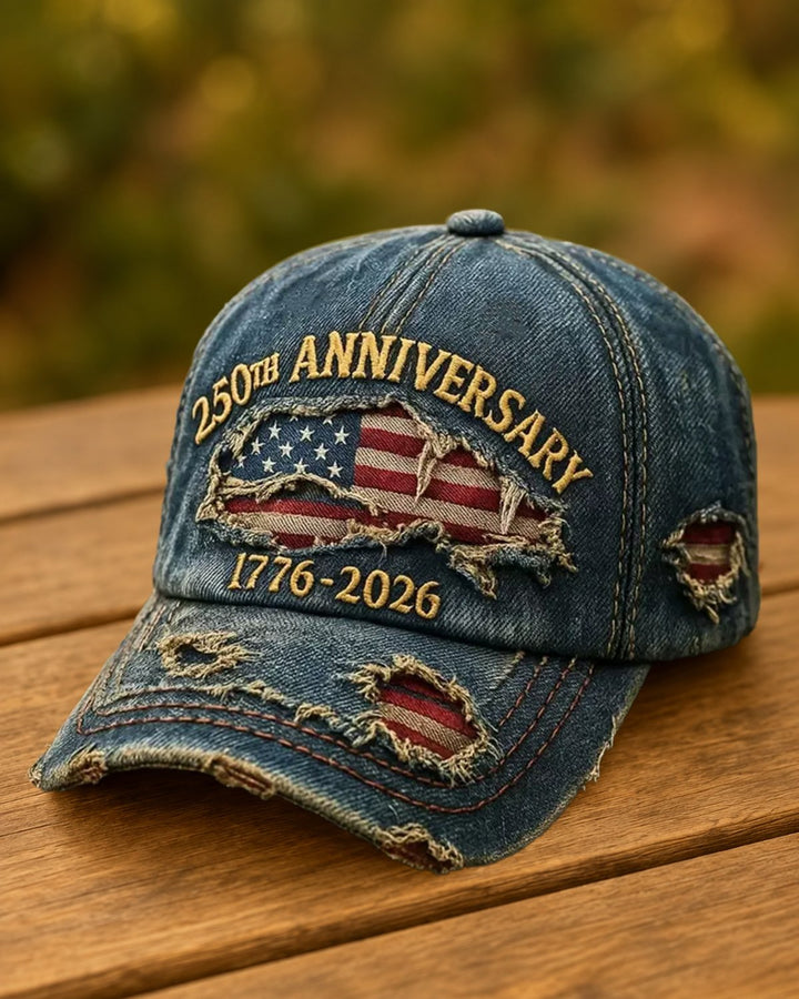 Alohadaddy® Vintage Outdoor 250th Anniversary Flag Embroidered Baseball Cap
