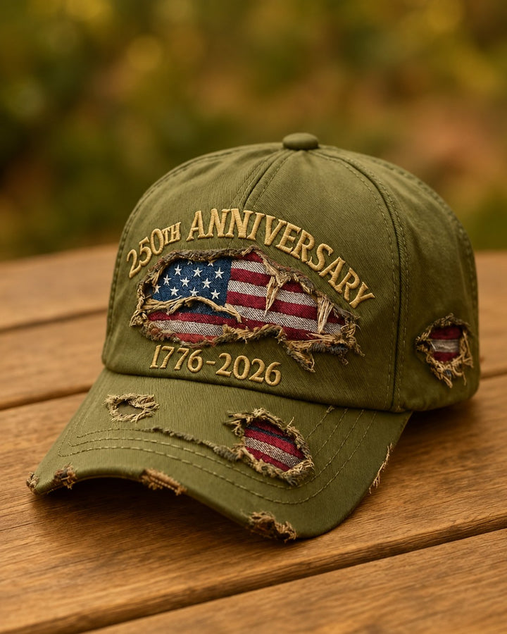 Alohadaddy® Vintage Outdoor 250th Anniversary Flag Embroidered Baseball Cap