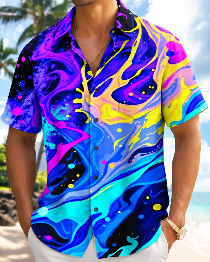 Alohadaddy® Casual Abstract Art Splatter Bright Color Print Men&
