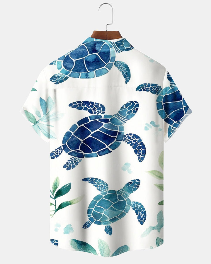 Alohadaddy® Casual Turtle and Starfish Print Men&