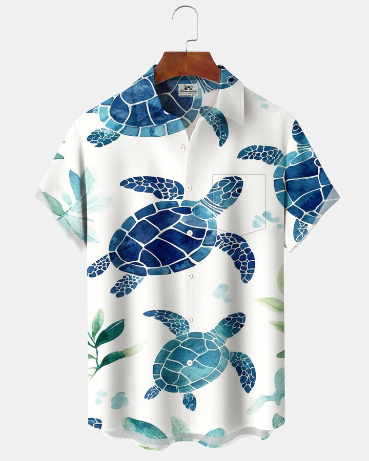 Alohadaddy® Casual Turtle and Starfish Print Men&