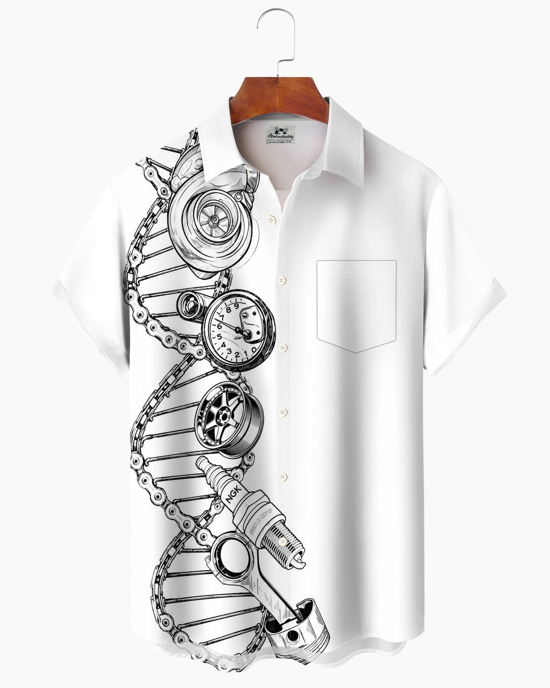 Alohadaddy® Casual DNA Chain Clock &amp; Instrument Print Men&