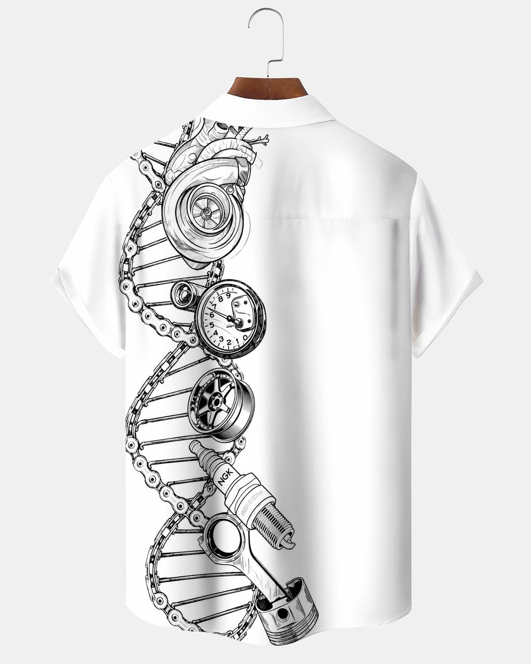 Alohadaddy® Casual DNA Chain Clock &amp; Instrument Print Men&