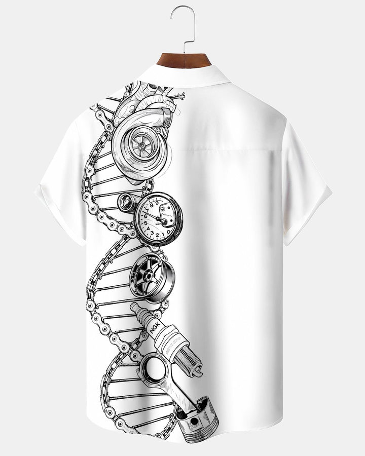 Alohadaddy® Casual DNA Chain Clock &amp; Instrument Print Men&