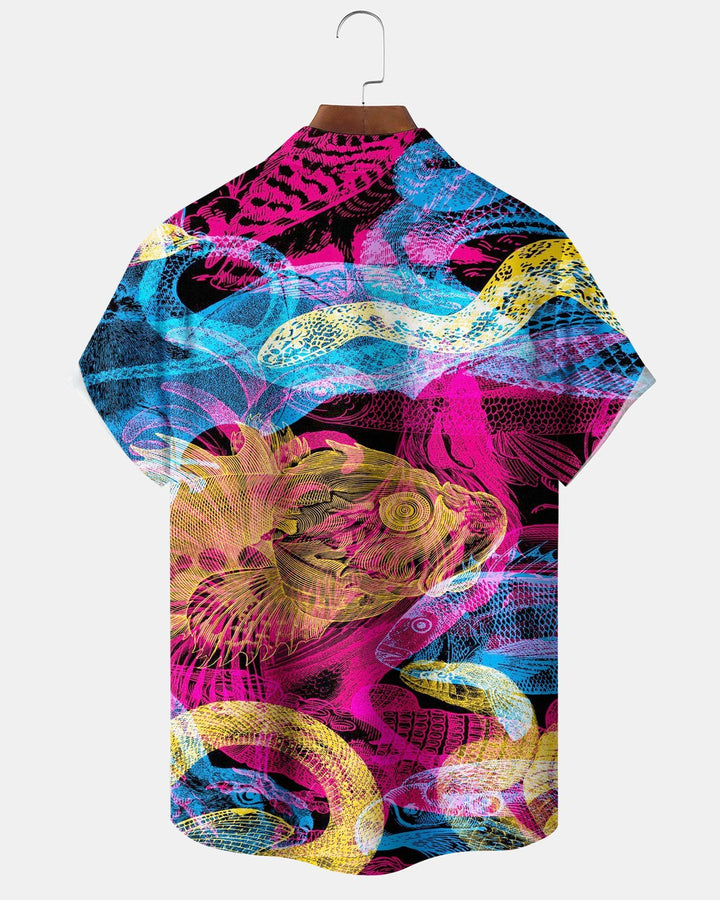 Alohadaddy® Casual Abstract Art Animal Colorful Neon Print Men&