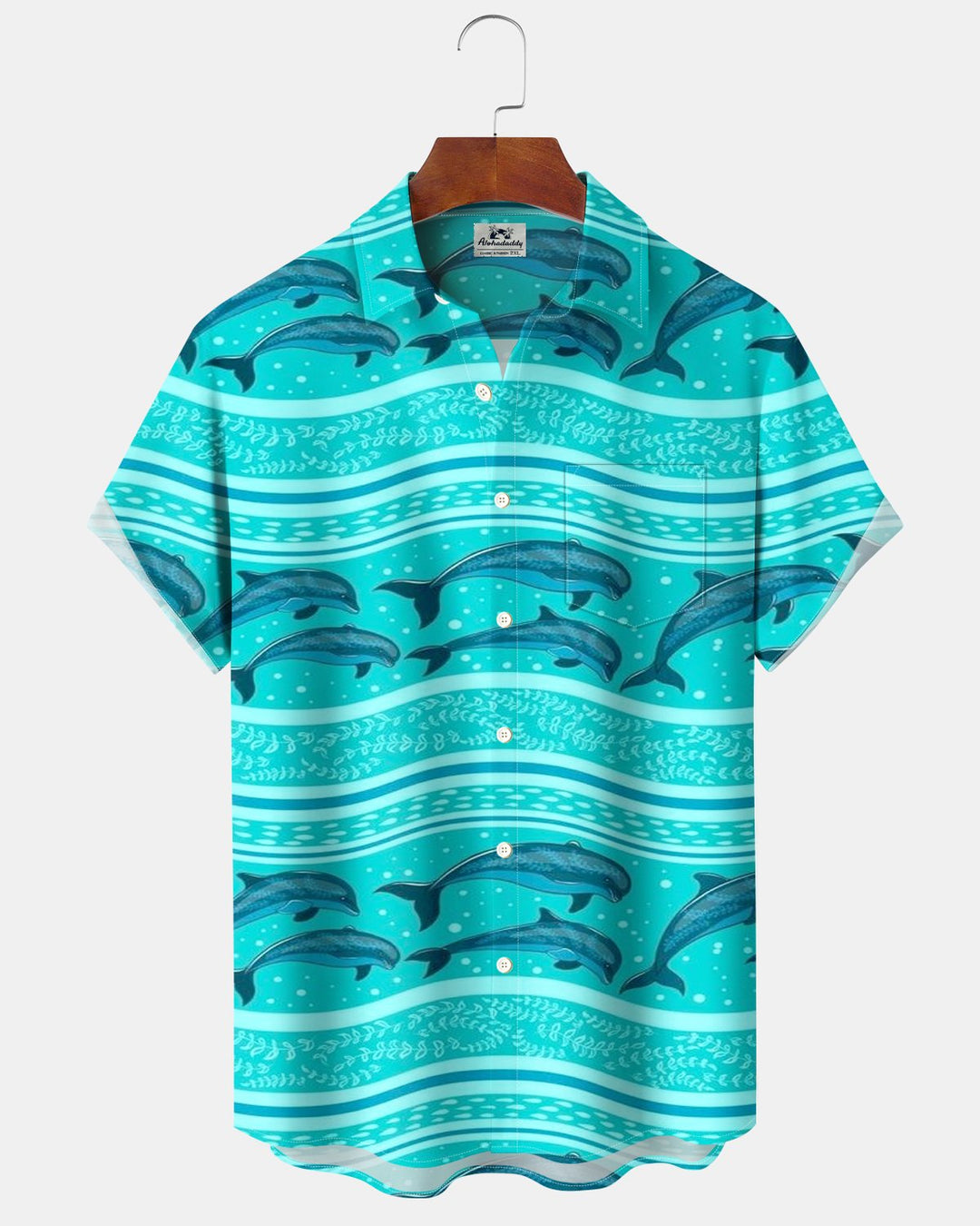 Alohadaddy® Retro-Style Ocean Dolphin Geometric Print Men&