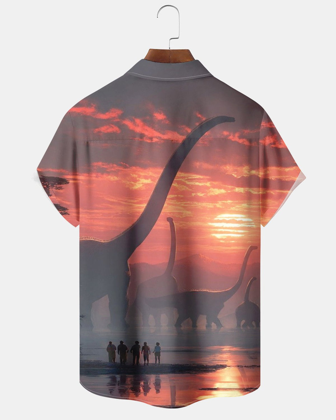 Alohadaddy® Retro Dinosaur Sunset Clouds River Print Men&
