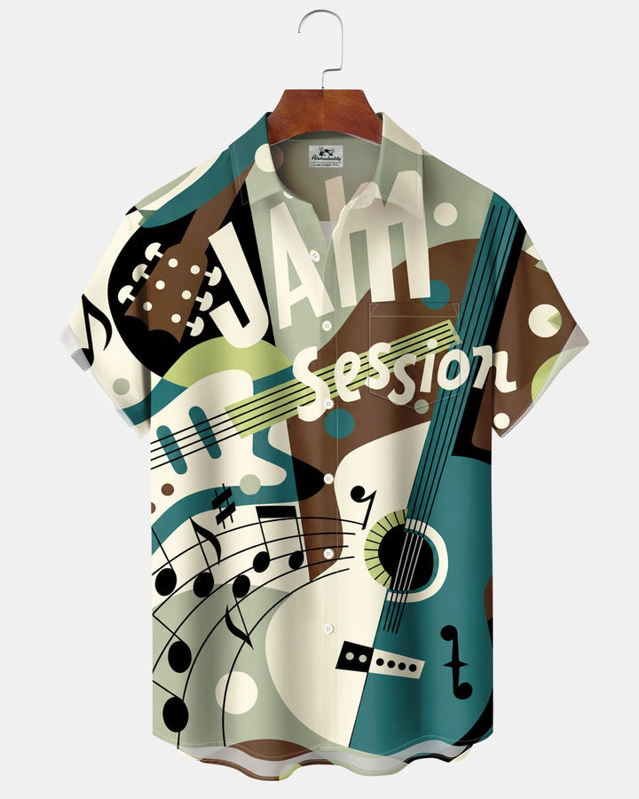 Alohadaddy® Casual Musical Jazz Guitar Print Men&