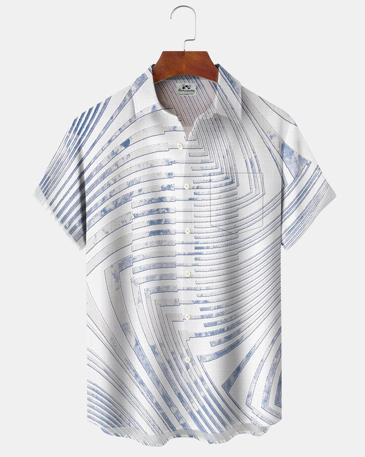 Alohadaddy® Casual Abstract Striped Texture Print Men&