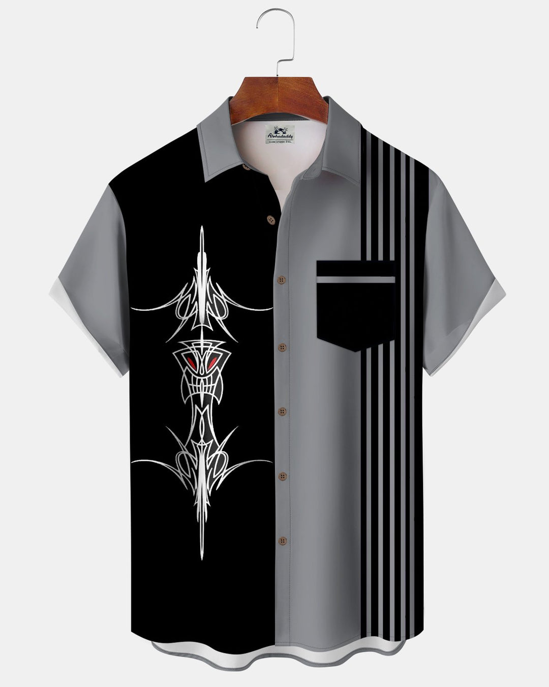 Alohadaddy® Retro Geometric Striped Atomic Bowling Shirt Print Men&