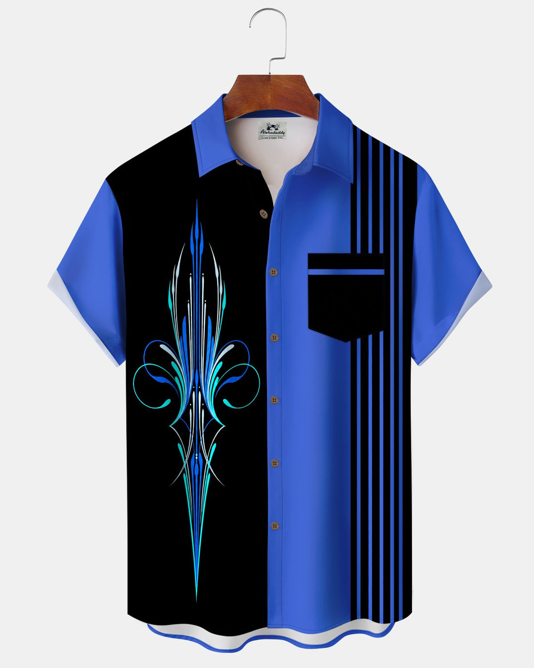 Alohadaddy® Retro Geometric Striped Atomic Bowling Shirt Print Men&