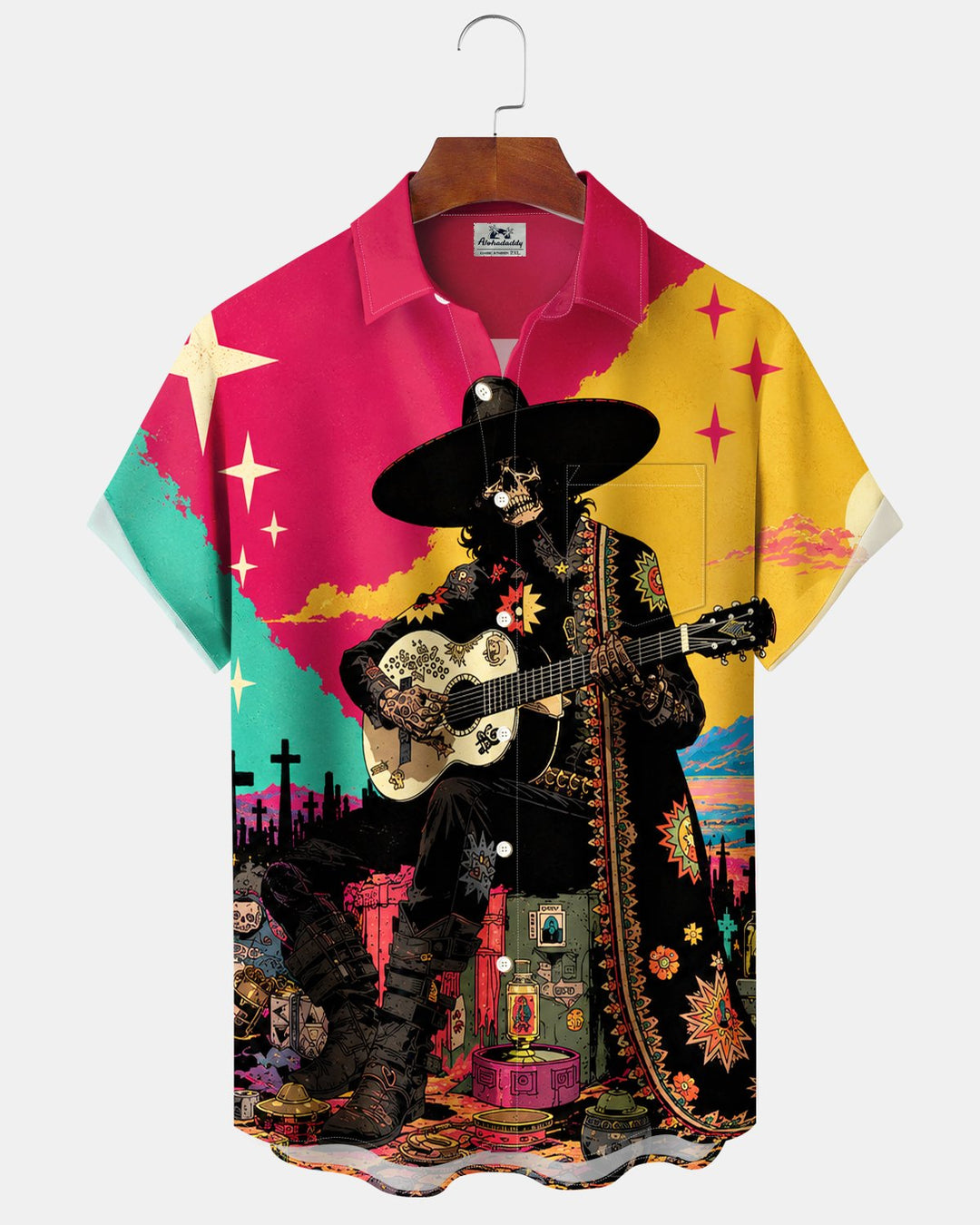 Alohadaddy® Day of the Dead Skull Music Print Men&