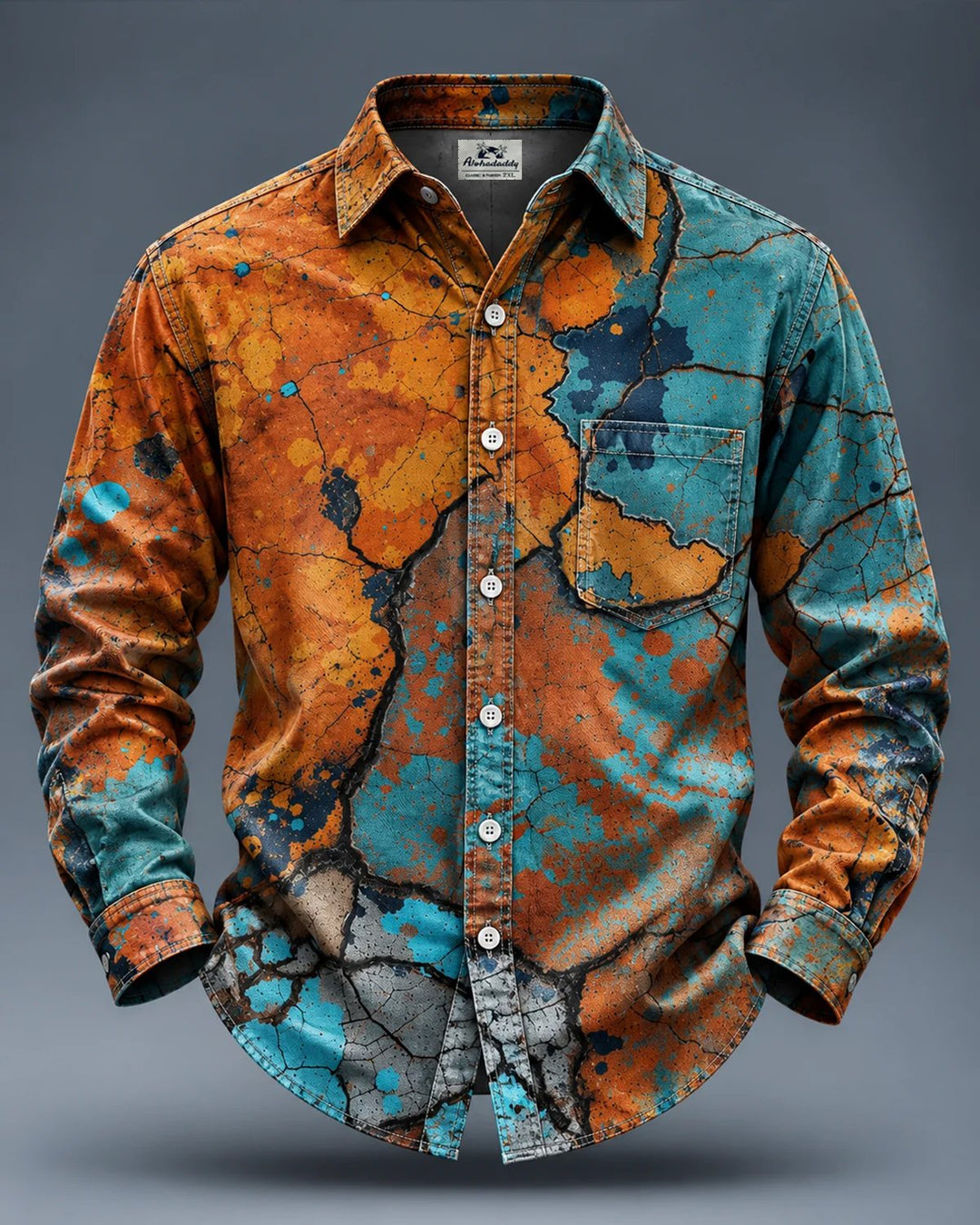 Alohadaddy® Retro Abstract Art Mottled Rust Print Men&
