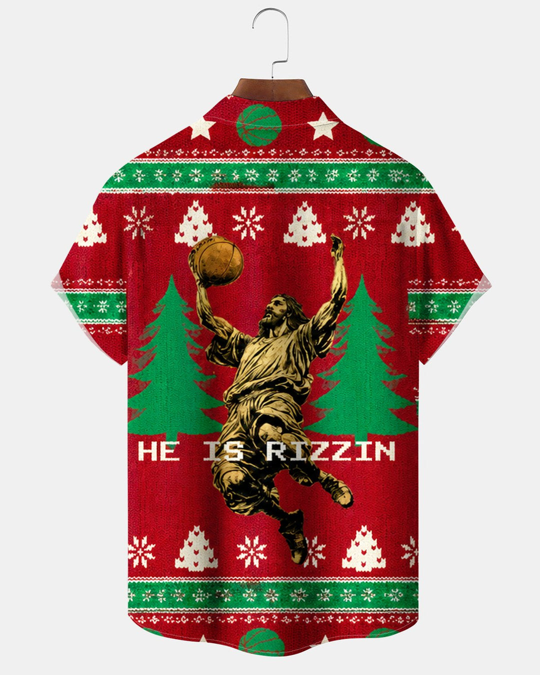 Alohadaddy® Holiday Retro Fun Jesus Basketball Print Men&