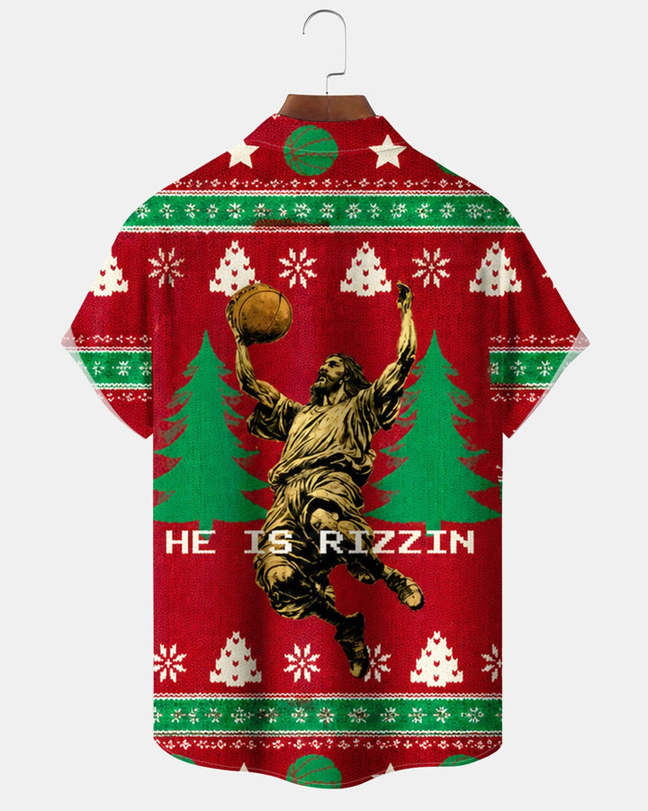 Alohadaddy® Holiday Retro Fun Jesus Basketball Print Men&