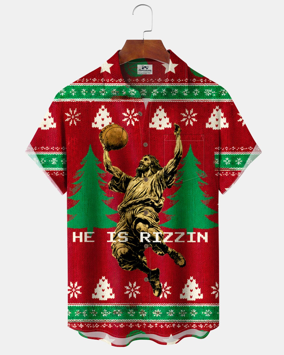 Alohadaddy® Holiday Retro Fun Jesus Basketball Print Men&