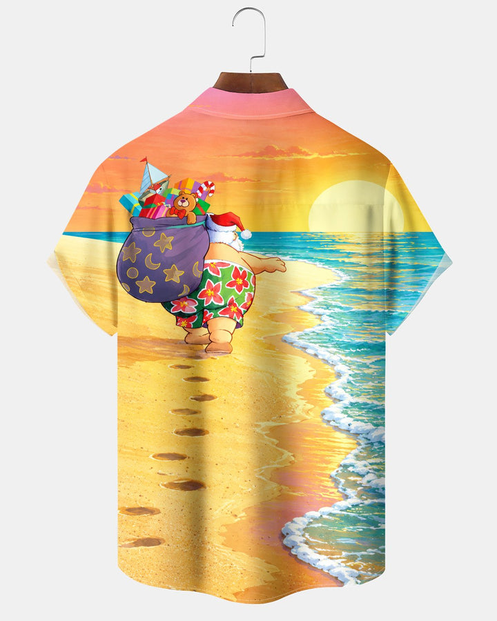 Alohadaddy® Holiday Christmas Santa Claus Beach Vacation Print Men&