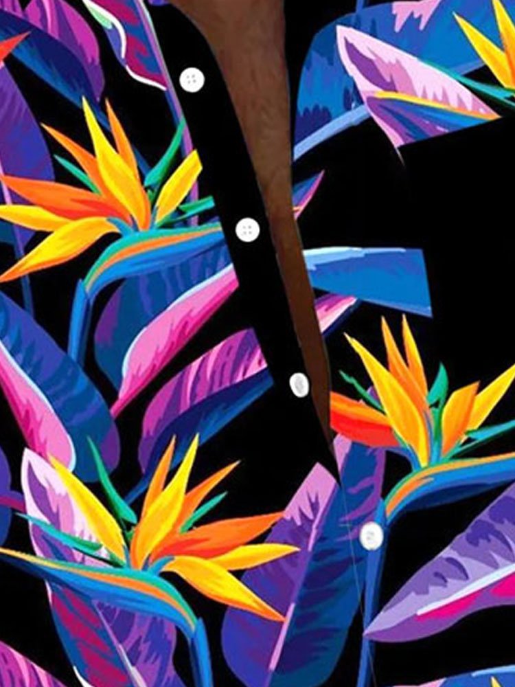 Chemise à manches courtes et poches boutonnées pour homme à imprimé floral tropical hawaïen Alohadaddy