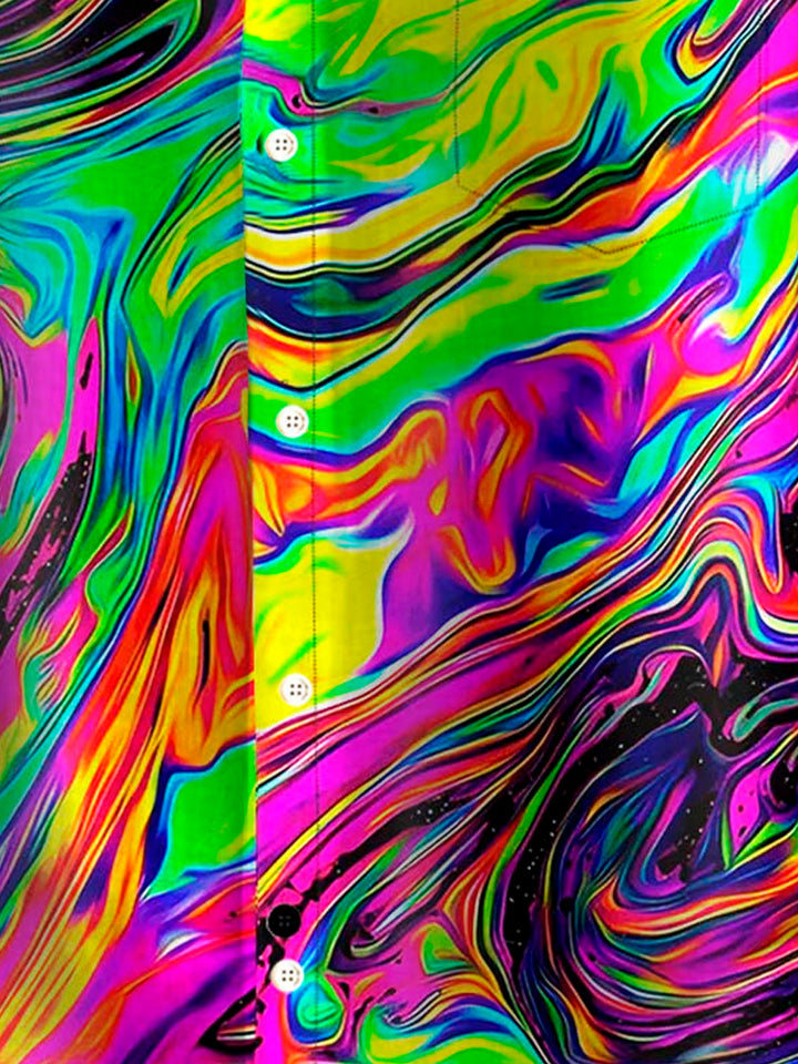 Camisa de manga corta con bolsillo abotonado y estampado digital 3D con degradado abstracto retro para hombre de Alohadaddy, talla grande y alta