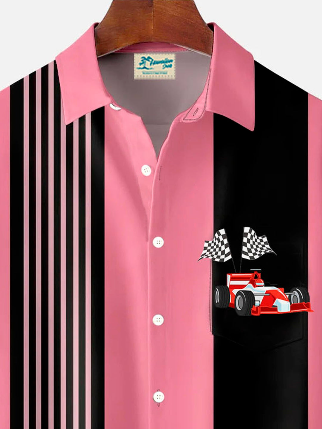 Chemise à manches courtes et poches à boutons pour homme Alohadaddy Racing Retro Bowling Stripe avec impression numérique 3D, grandes et grandes tailles