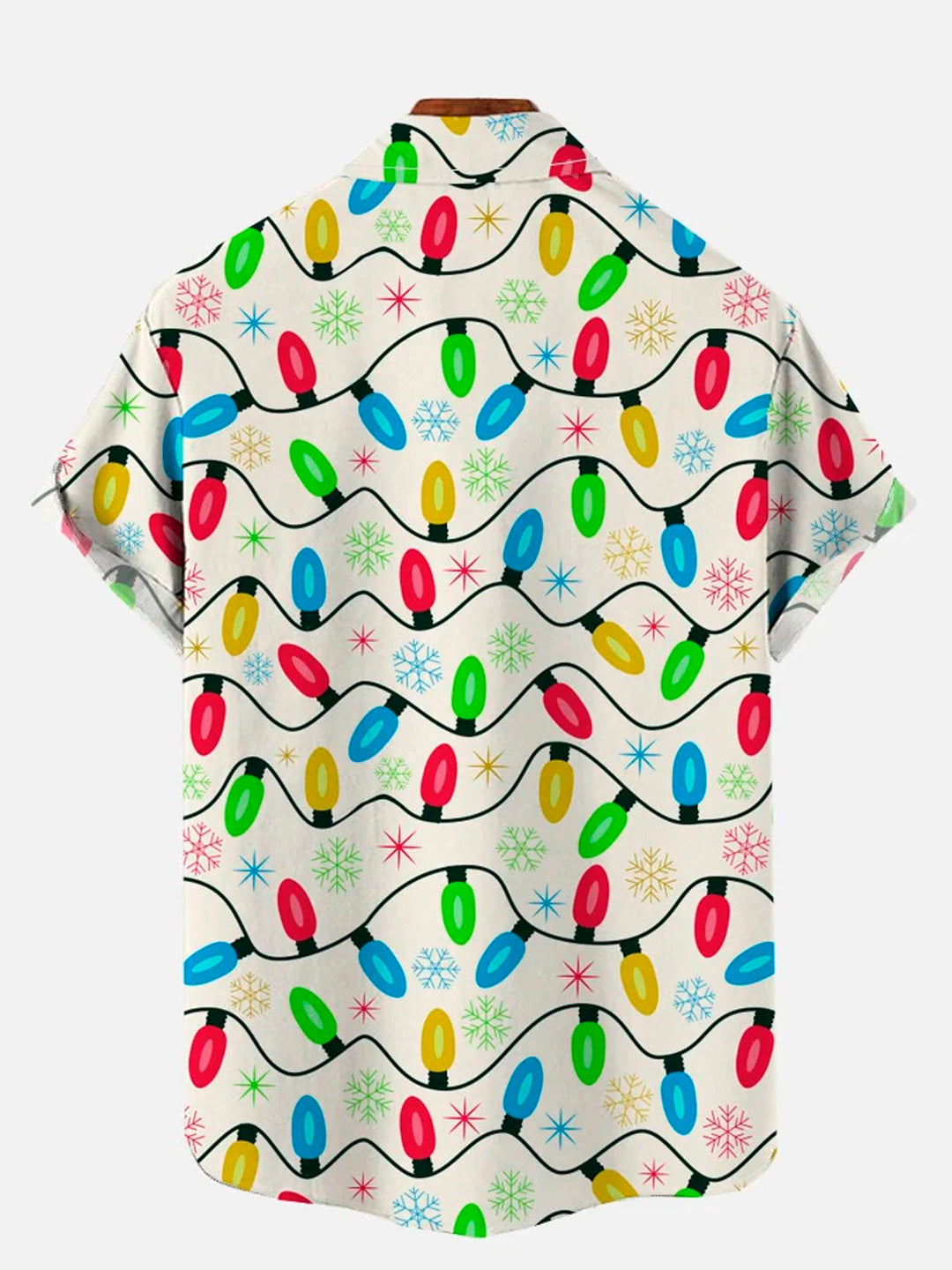 Camisa de manga corta con bolsillos y botones para hombre con estampado de luces navideñas de Alohadaddy