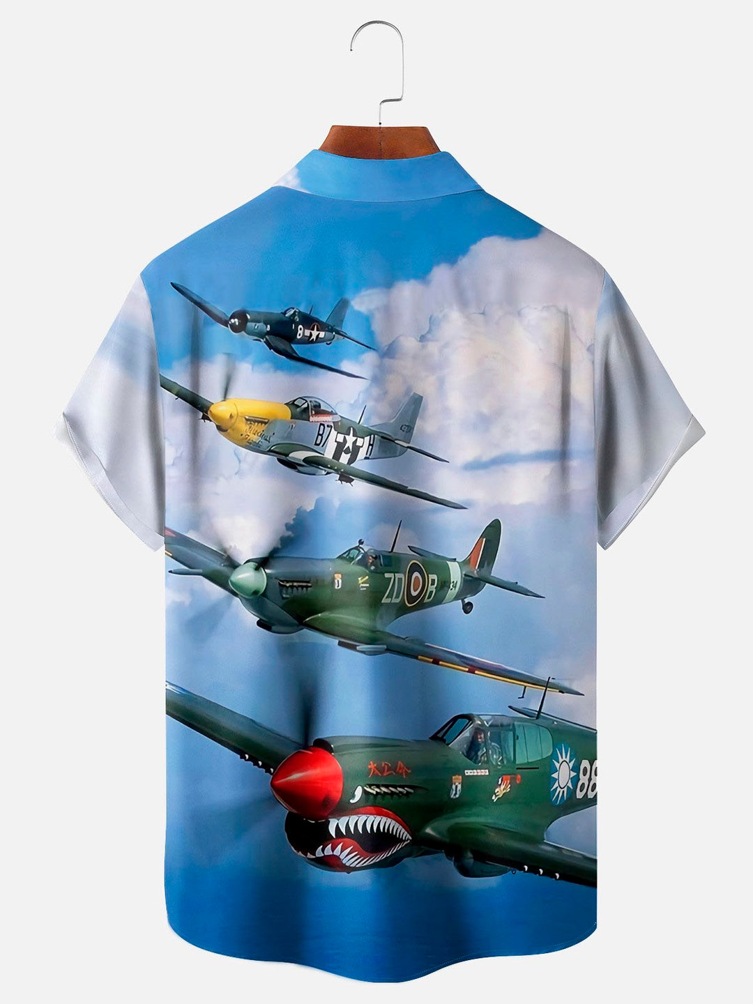 Camisa de manga corta con bolsillo abotonado para hombre con estampado de aviones de combate vintage de Alohadaddy