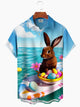 Alohadaddy Hawaiian Easter Bunny Print Art Pocket Button Stretch Large Size Shirt