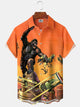 Alohadaddy Hawaii Ombre Gorilla and Fighter Pocket Button Cardigan Stretch Large Size Short Sleeve Shirt