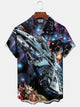 Alohadaddy Casual Collection Retro Star Wars Art Print Button Cardigan Pocket Stretch Oversized Long Short Sleeve Shirt