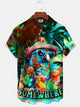 Alohadaddy Hawaiian Parrot Vacation Print Art Button Cardigan Pockets Large Size Long Short Sleeve Shirt
