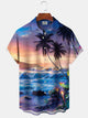 Alohadaddy Hawaii Palm Trees Vacation Beach Painting Art Buttons Cardigan Pockets Stretch Large Size Long Short Sleeve Shirt