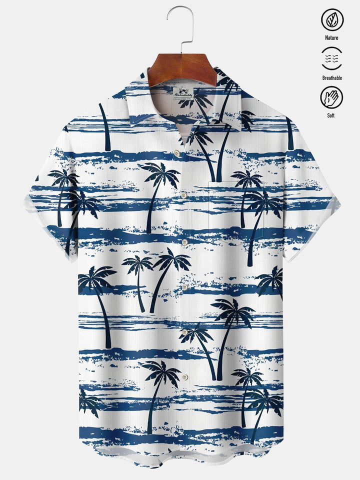 Alohadaddy Hawaii Casual Palm Trees Circle Print Art Button Cardigan Pockets Breathable Stretch Long Oversized Shirt