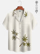 Alohadaddy Casual Everyday Hawaiian Plants Cannabis Leaves Print Art Cuban Collar Polyester Pocket Cardigan Stretch Long Large Size Short Sleeve Shirt