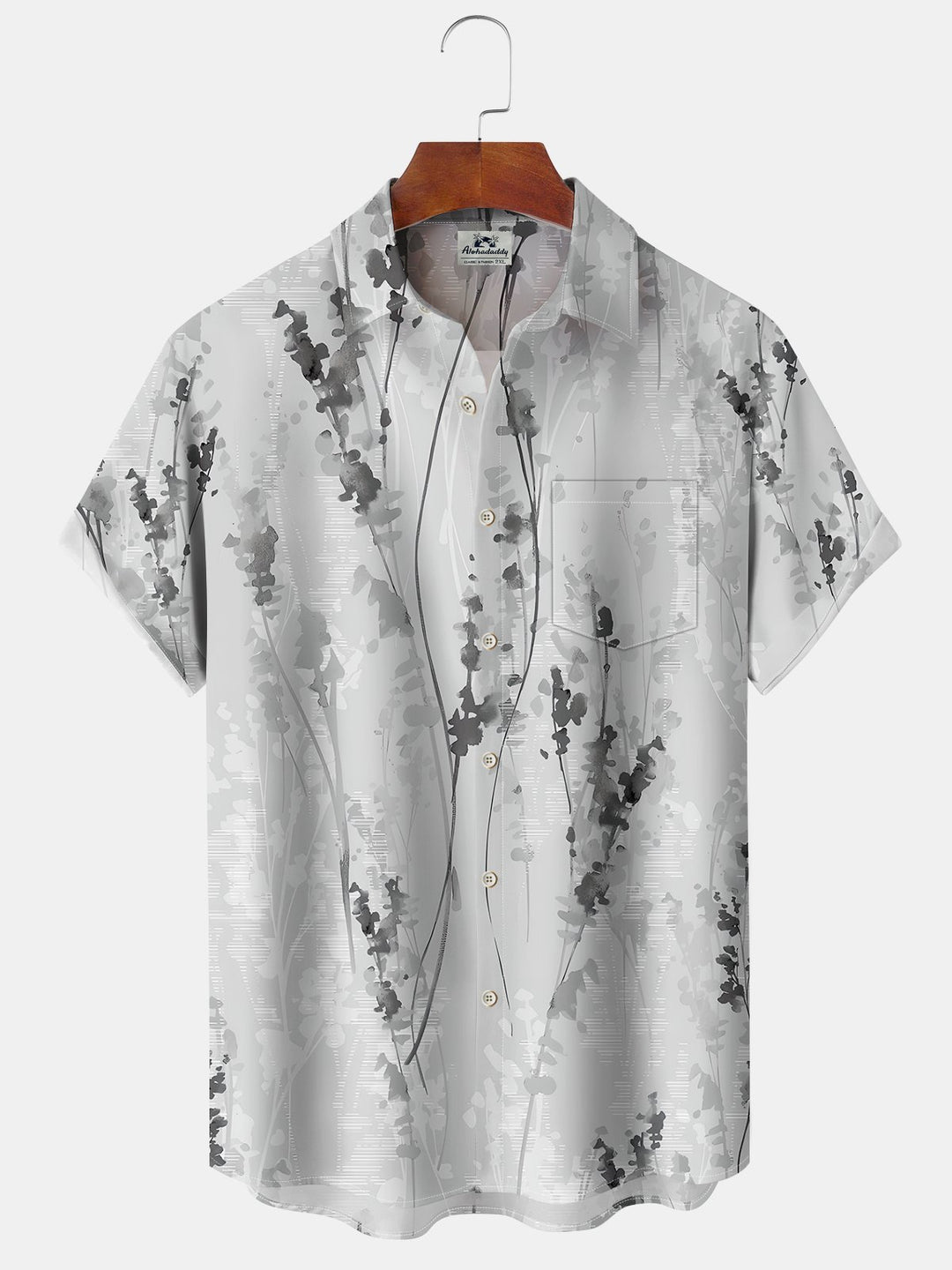 Alohadaddy Casual Botanical Art Print Moisture Wicking Chest Pocket Oversized Stretch Hawaiian Short Sleeve Shirt
