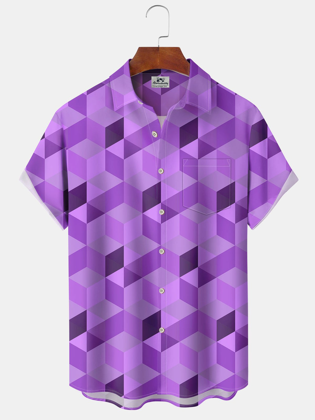 Alohadaddy® Geometric Cube Print Art Chest Pocket Elastic Large Size Men&
