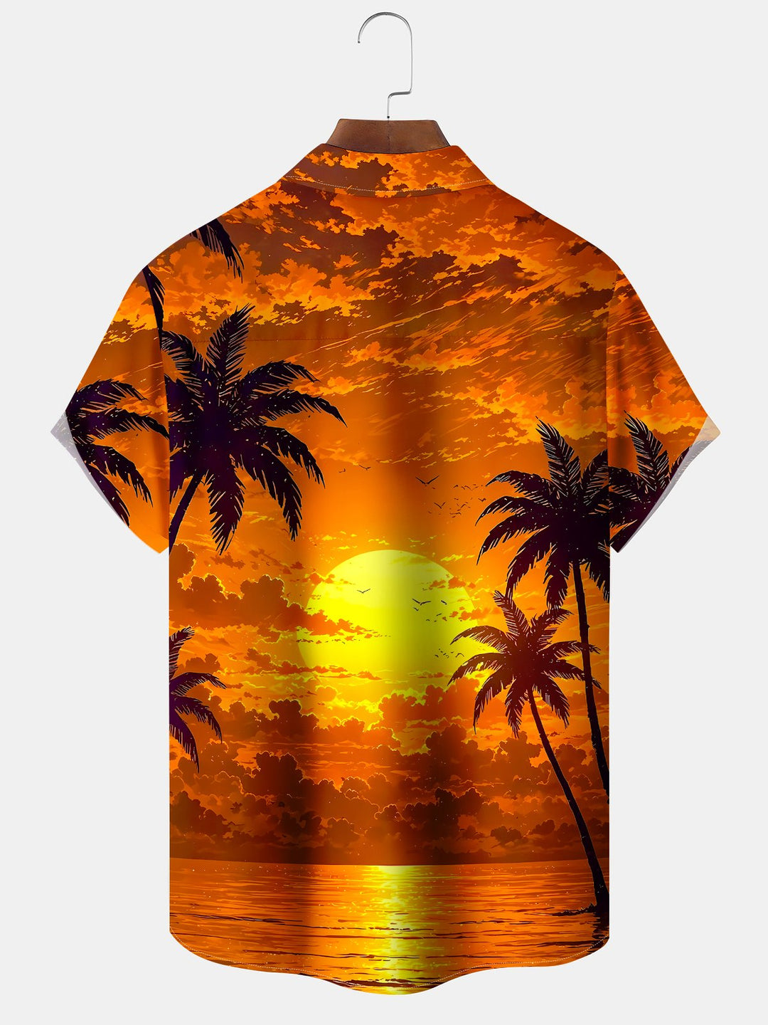Alohadaddy® Palm Tree Sunset Chest Pocket Hawaiian Men&