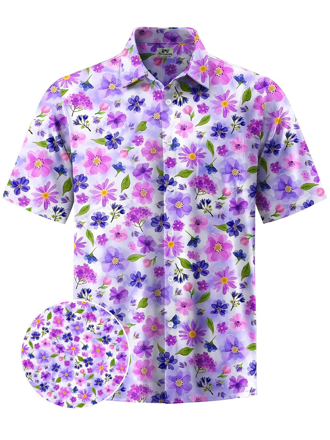 Alohadaddy® Casual Floral Print Chest Pocket Men&