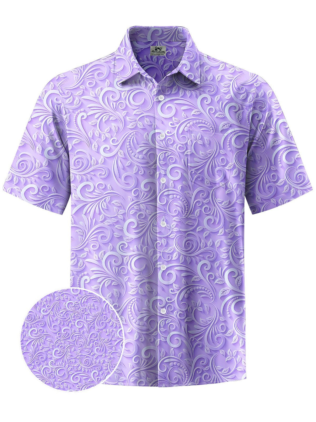 Alohadaddy® Casual Embossed Floral Print Chest Pocket Men&