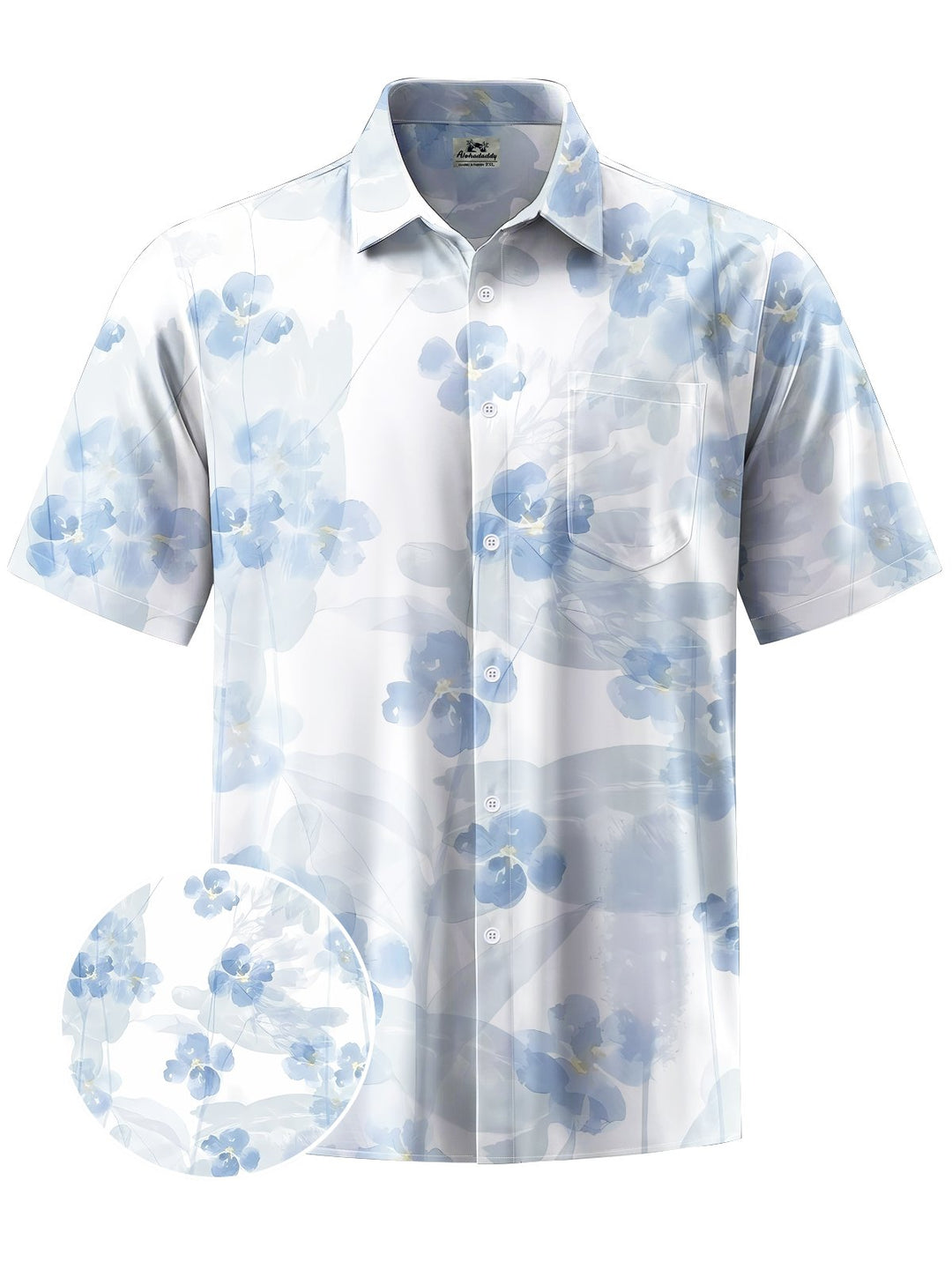 Alohadaddy® Hawaiian Flower Turtle Art Print Chest Pocket Mens Short Sleeve Shirts Big &amp; Tall