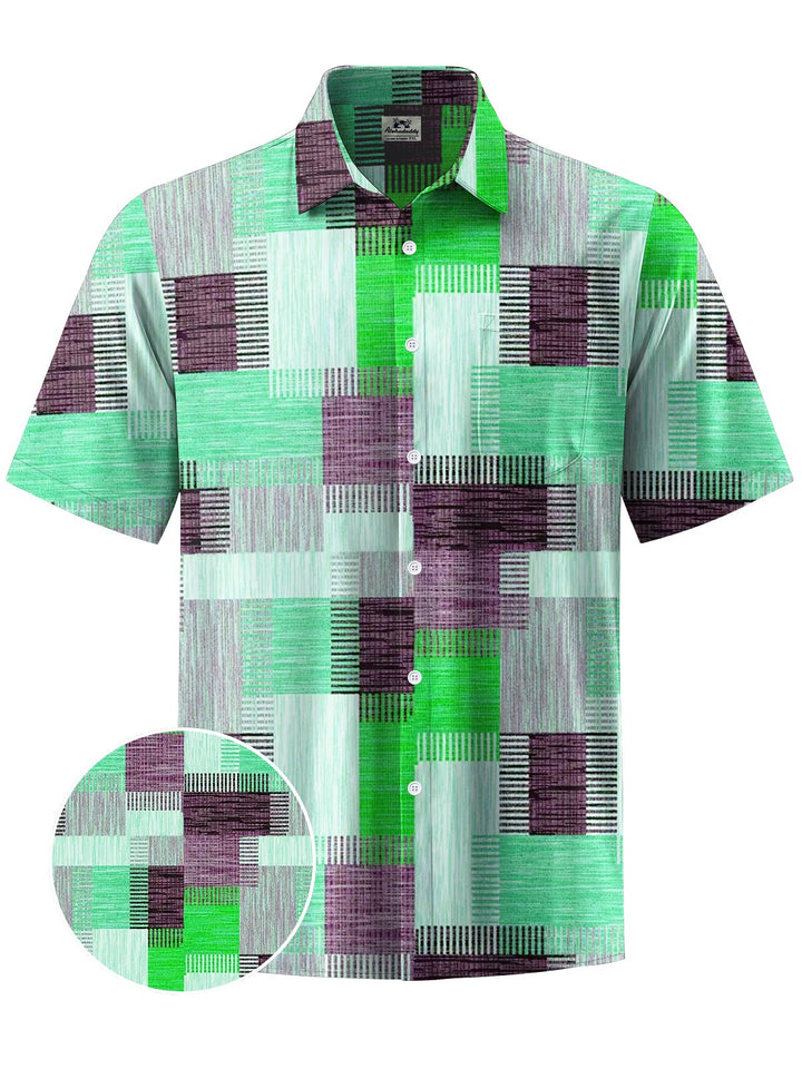 Alohadaddy® Casual Geometric Art Print Chest Pocket Men&