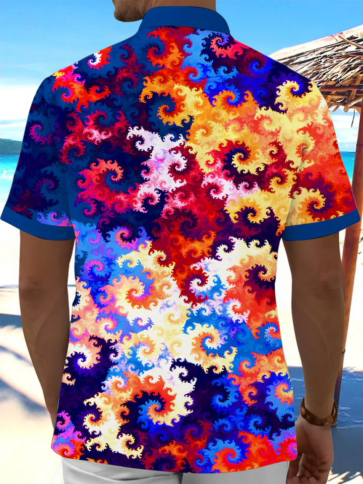 Alohadaddy® Hawaii Contrast Color Abstract Texture Art Print Chest Pocket Men&
