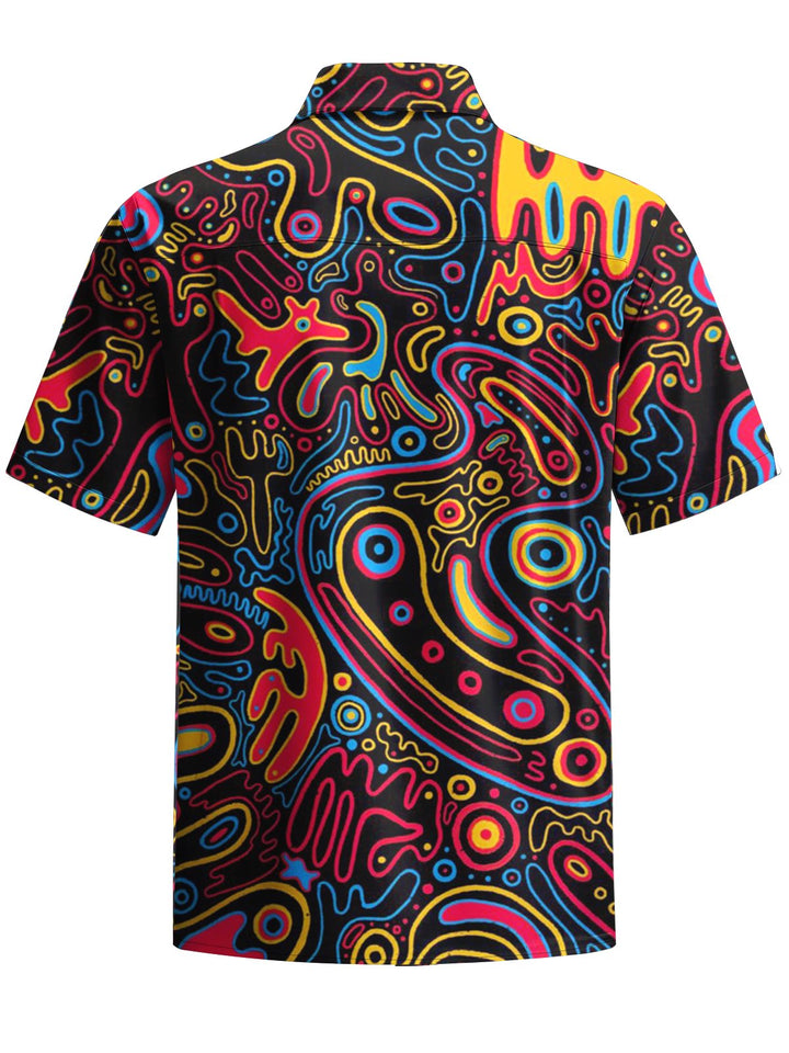 Alohadaddy® Casual Graffiti Art Print Chest Pocket Men&