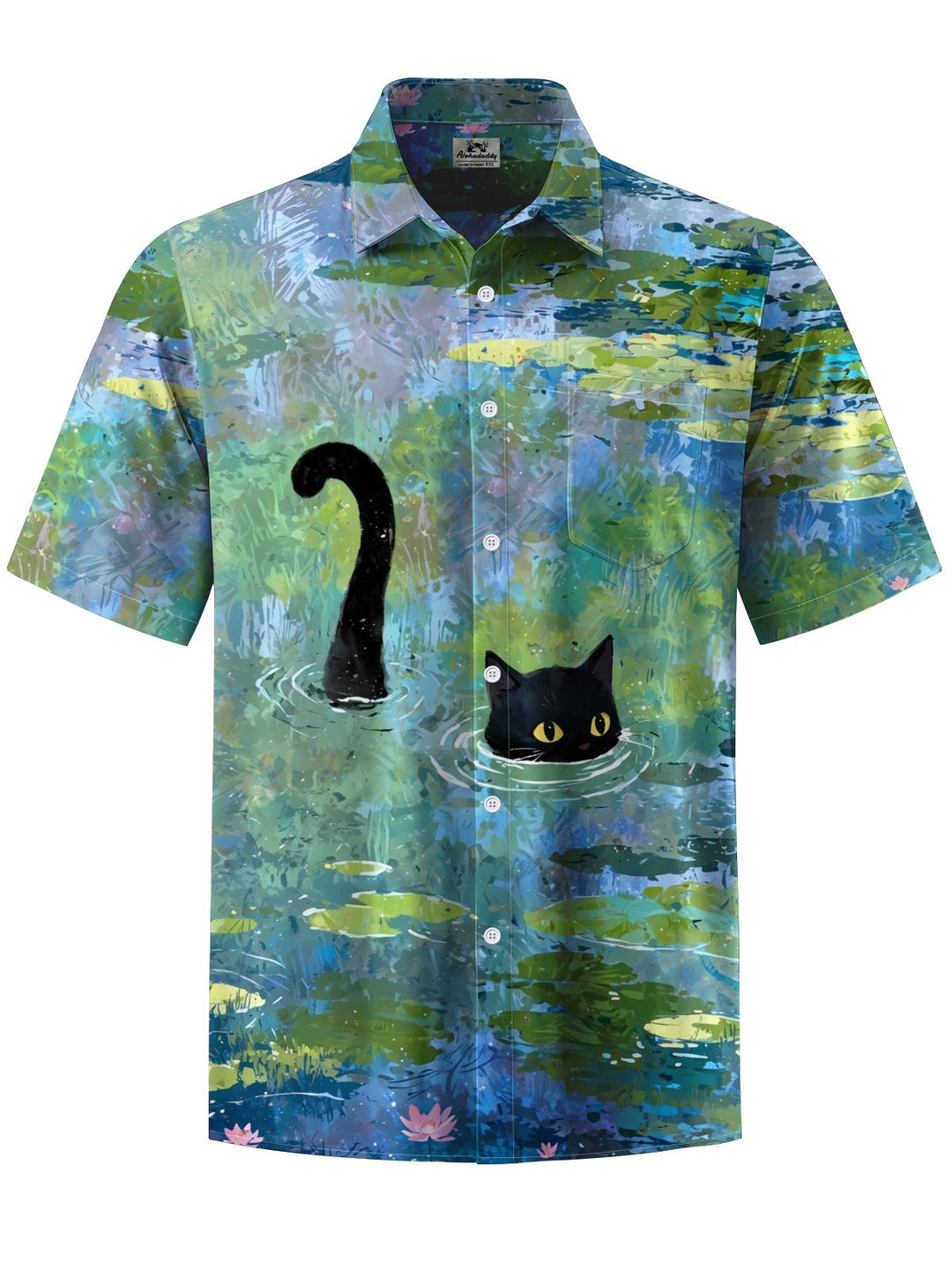 Alohadaddy® Vintage Oil Painting Cat Print Art Chest Pocket Men&