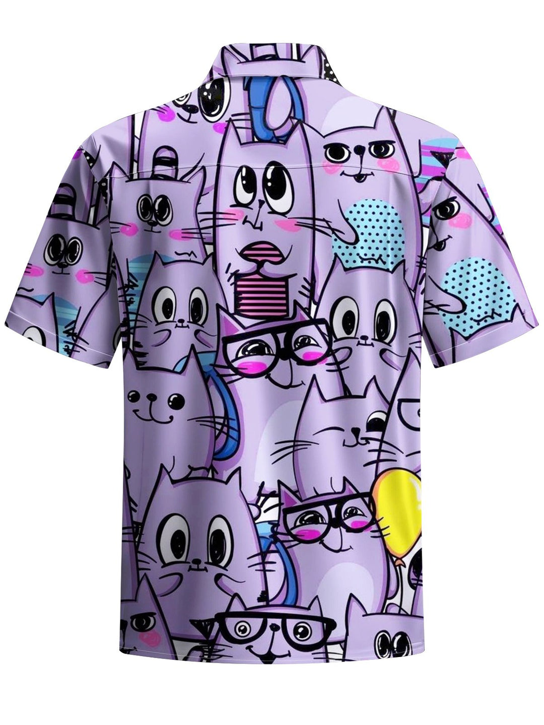 Alohadaddy® Casual Cartoon Cat Print Artwork Chest Pocket Men&