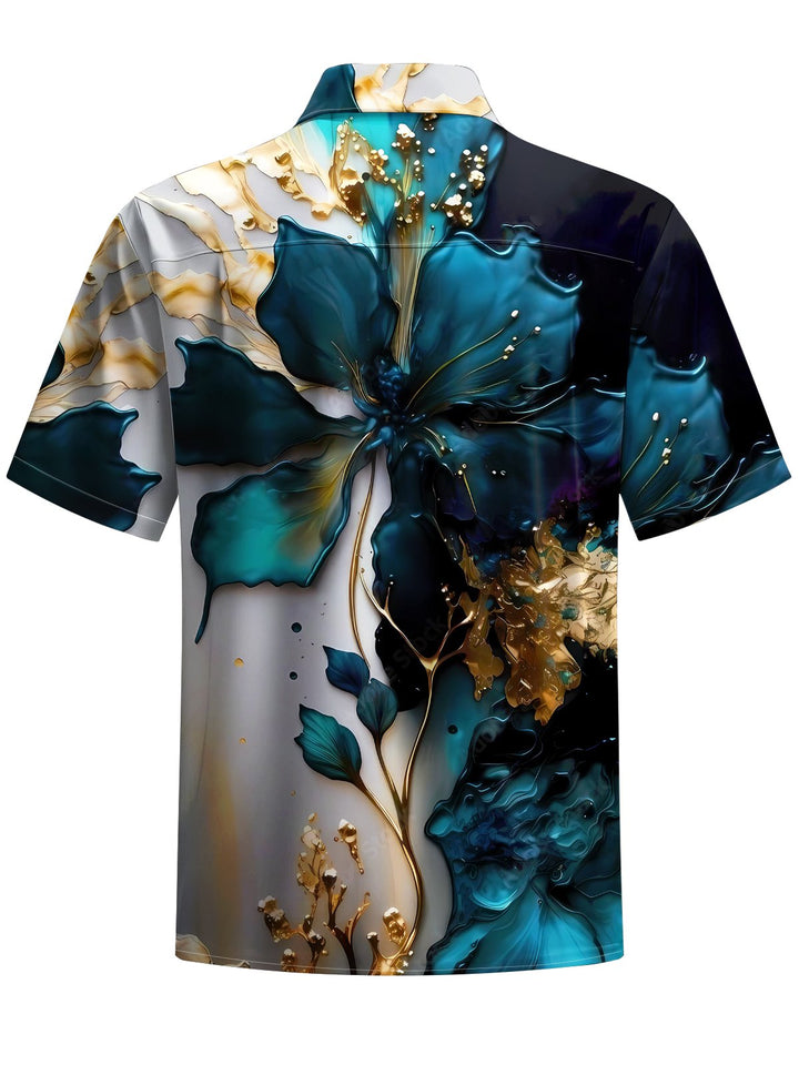 Alohadaddy® Vintage Casual Floral Art Print Chest Pocket Men&